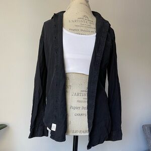 Garage black denim washed button down shirt